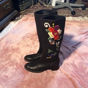 Miu Miu Brown Embroidered Boots Handmade